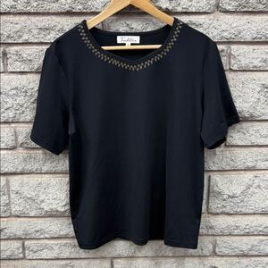 Tradition Black Studded Short Sleeve Top